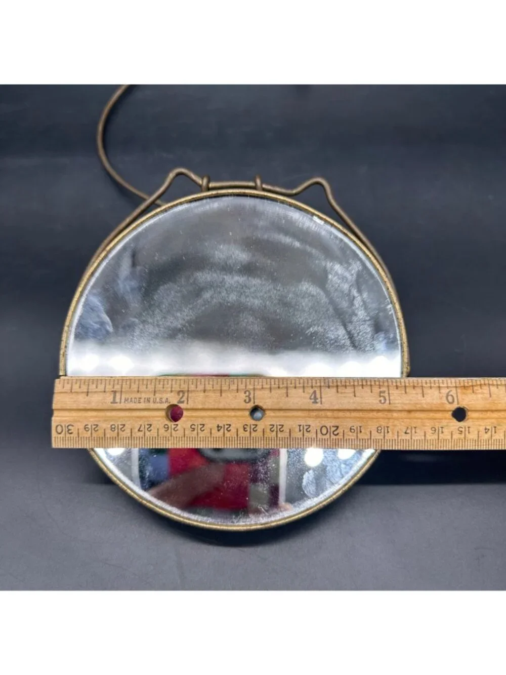 Vintage Double Sided Vanity Mirror Magnify Gold Tone Frame Hanging Stand Up